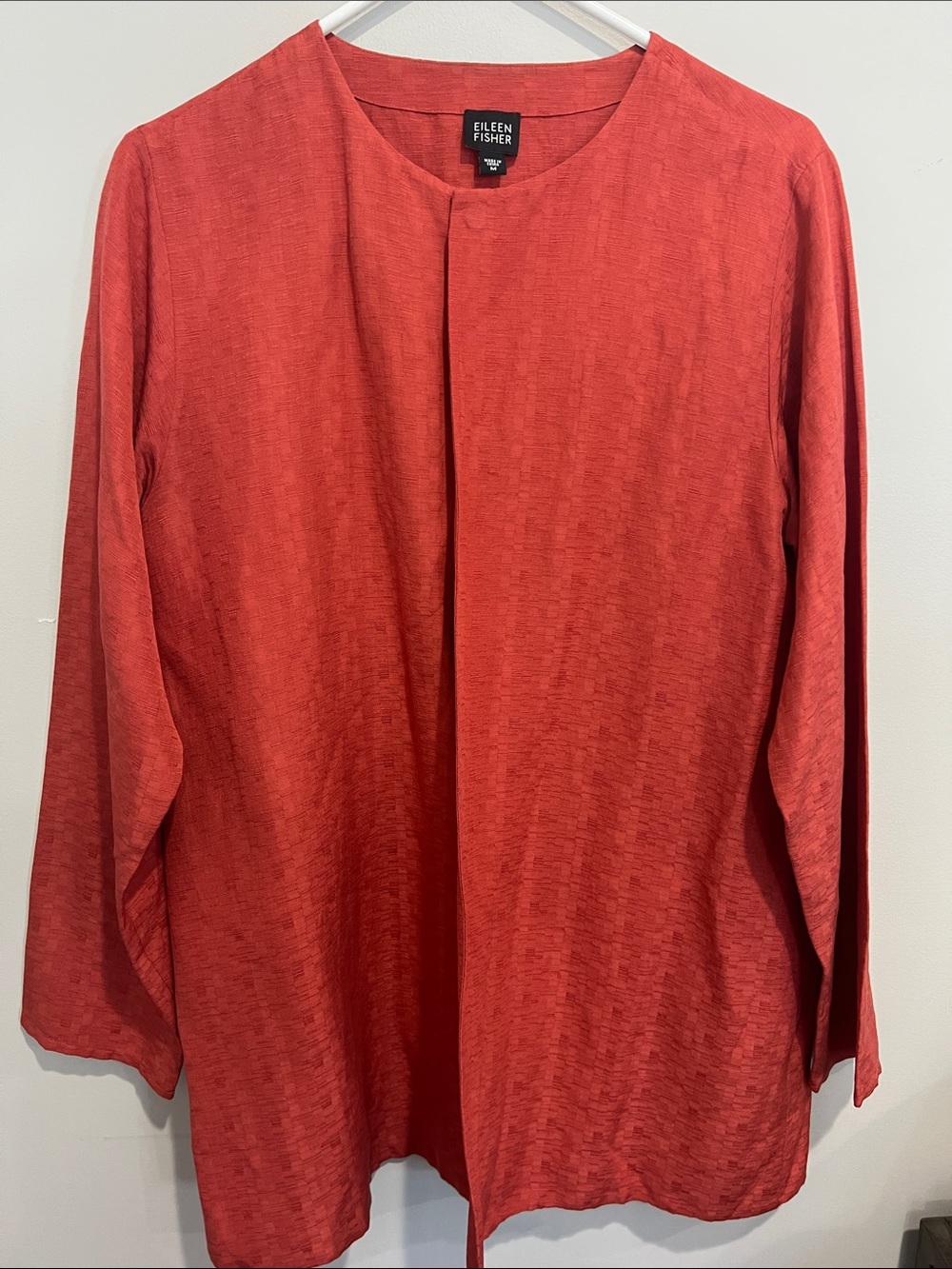 Eileen Fisher silk-linen - rust red burnt orange cardigan M